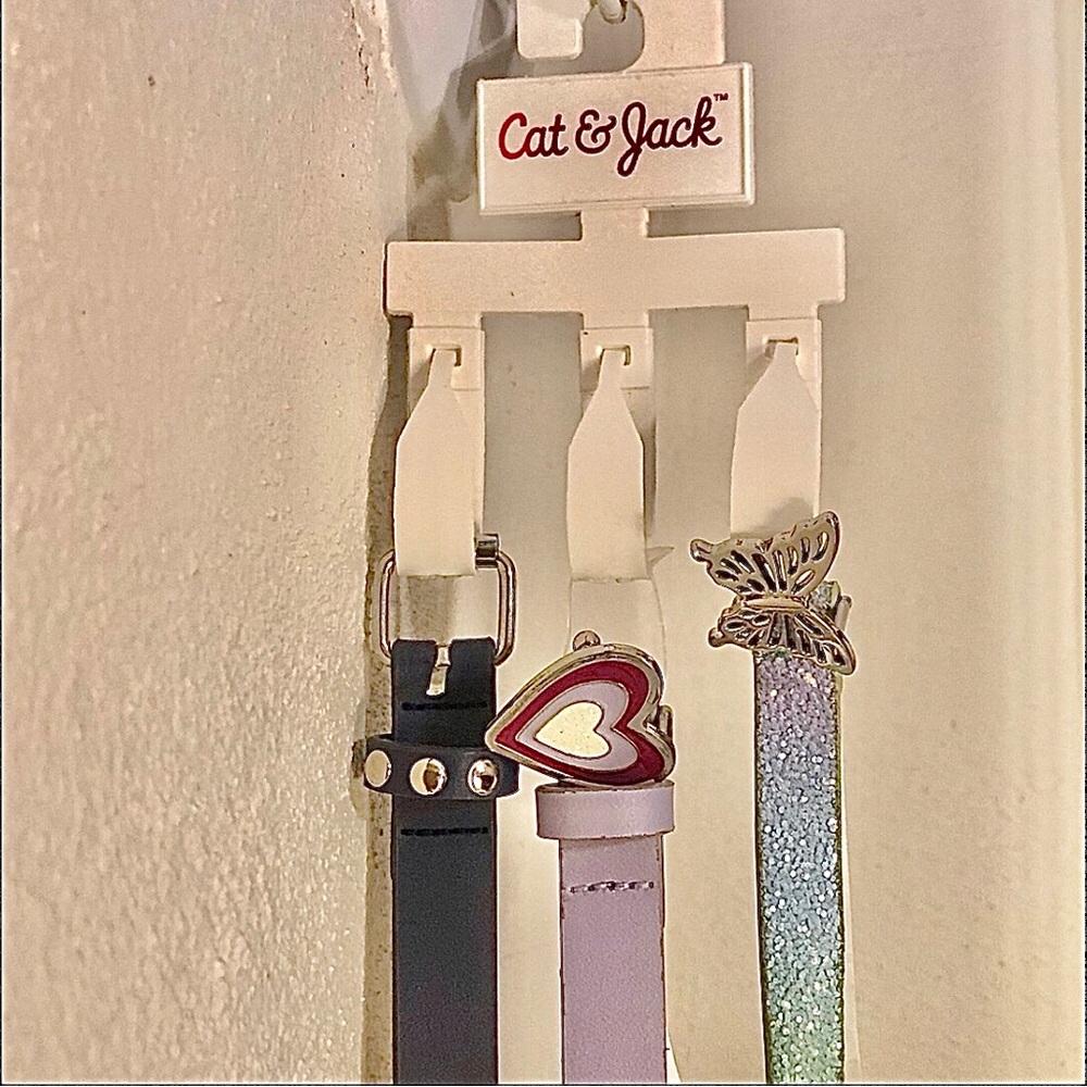 Cat & Jack Girls Belts Set of (3) Size Large Heart Butterfly Studs 26 to 30” New